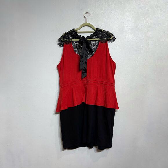 Dots Red Lace Peplum Midi Dress Sz 3X - Picture 9 of 11